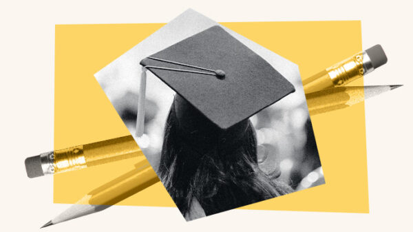 Decorate collage with student and pencils.