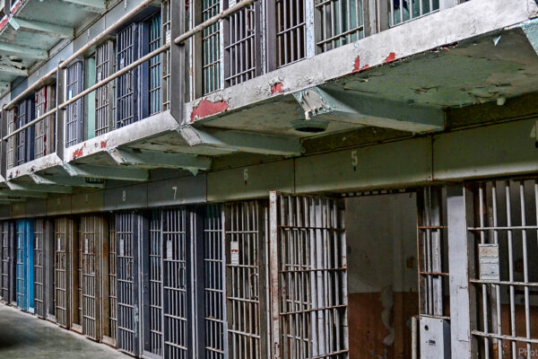 Cages in a prison