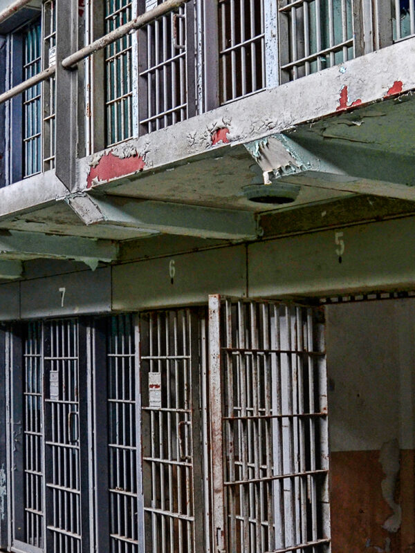 Cages in a prison