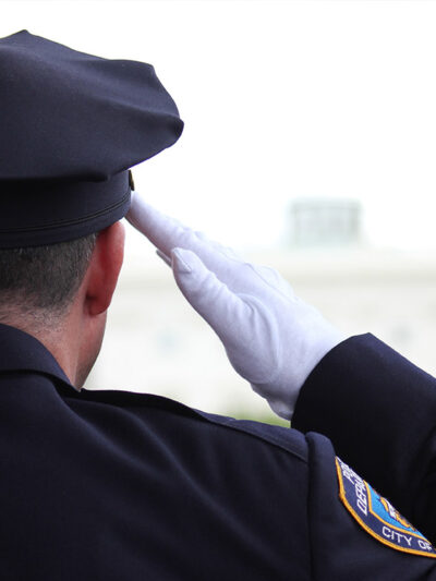Police officer saluting