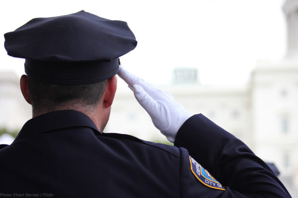 Police officer saluting