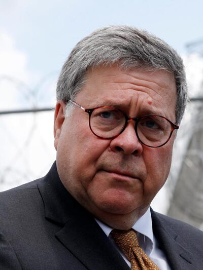Attorney General William Barr speaks to reporters after touring the Edgefield Federal Correctional Institution Monday, July 8, 2019, in Edgefield, S.C. (AP Photo/John Bazemore)