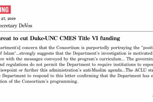 ACLU of North Carolina Demand Letter