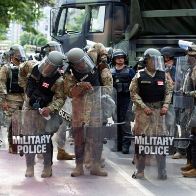 Military police secure a perimeter near to the White House, Wednesday, June 3, 2020 in Washington, during a protest over the death of George Floyd