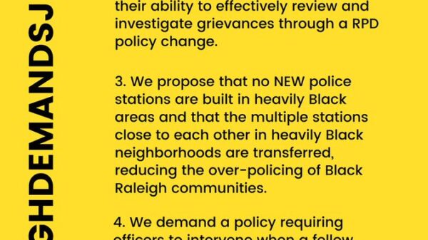Raleigh Demands Justice List of Demands