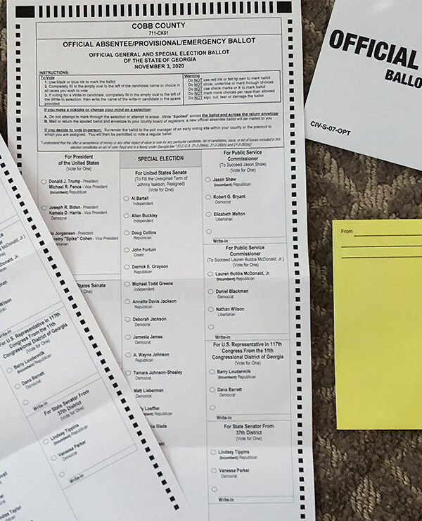 An absentee ballot.