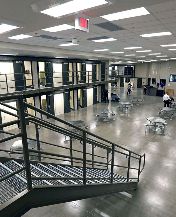 The view of a housing unit at a correctional institution in Pennsylvania.