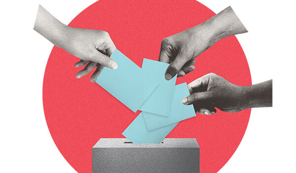 Hands casting ballots