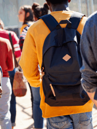 Students with backpacks