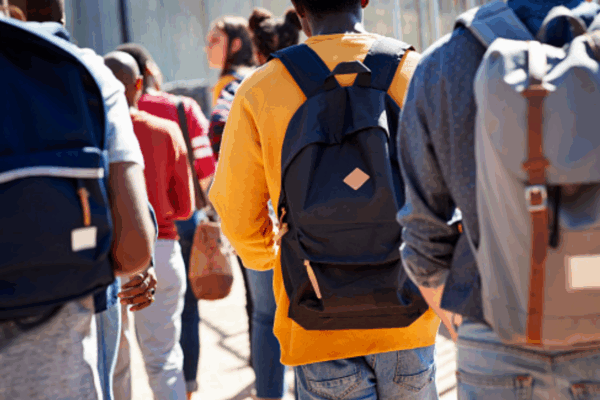 Students with backpacks
