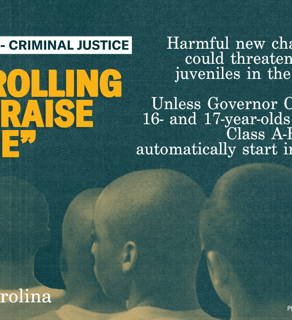Green graphic with a description of HB 834, which would make harmful changes to the safety of juveniles in the legal system.