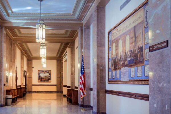 Hallway of the L. Richardson Preyer building in Greensboro, NC