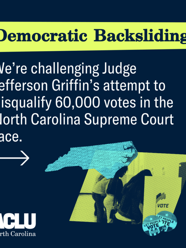 We're challenging Judge Jefferson Griffin's attempt to disqualify 60,000 votes in the NC Supreme Court race.
