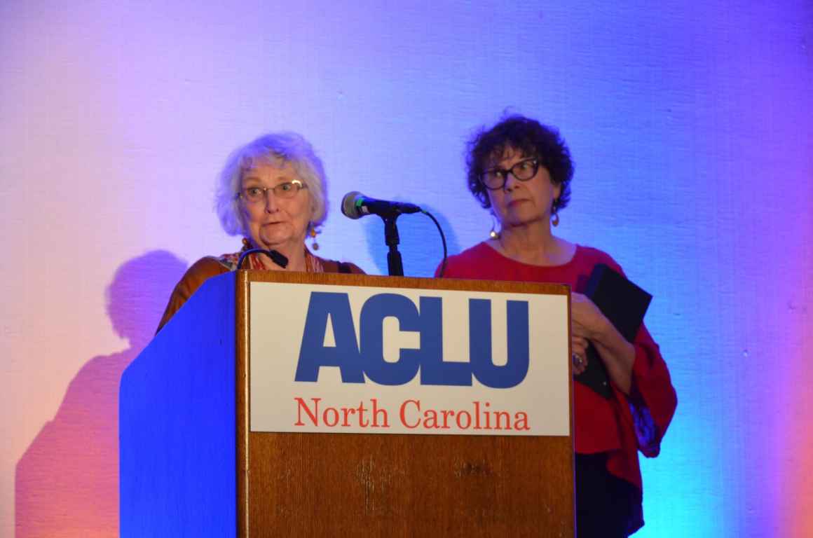 Nan Lund and Liesa Montag-Siegel accept their award