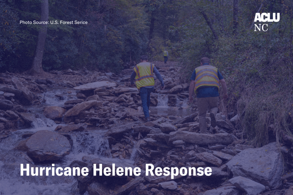 Hurricane Helene Response, photo of NCDOT workers traversing a river