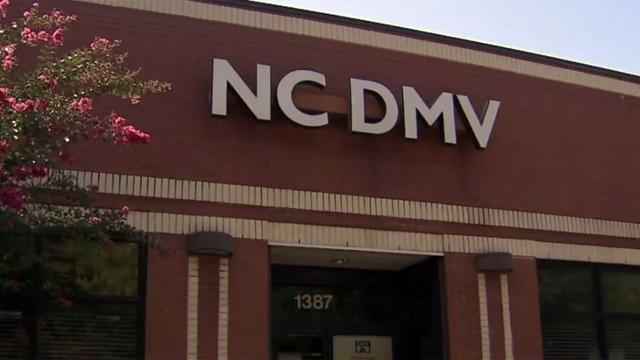 The front sign for an NC DMV location.