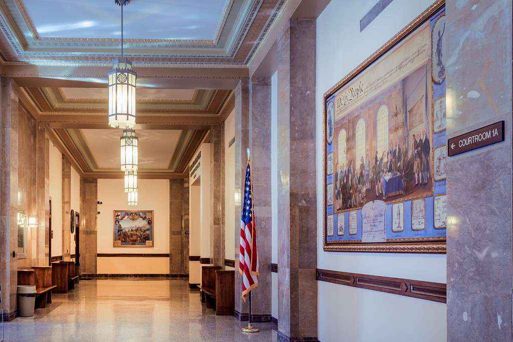 Hallway of the L. Richardson Preyer building in Greensboro, NC