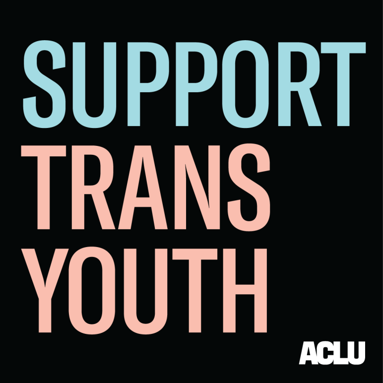 Graphic that says "SUPPORT TRANS YOUTH"