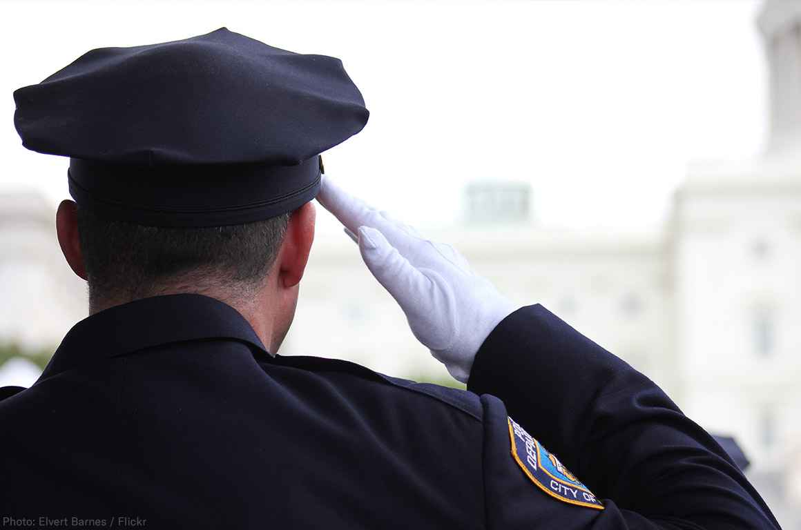 Police officer saluting