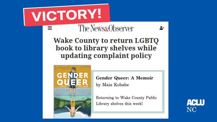 Gender Queer returning to Wake County library shelves.