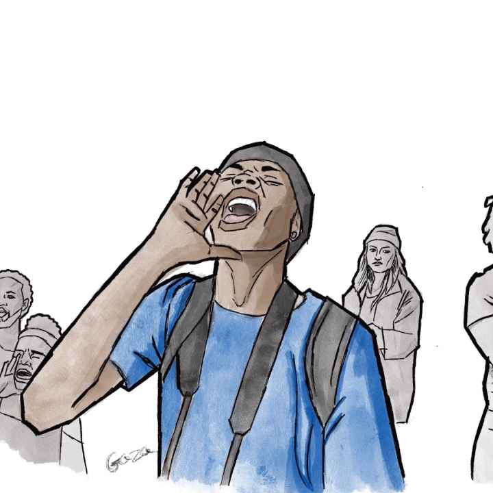 Illustration of young people at a protest