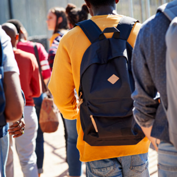 Students with backpacks